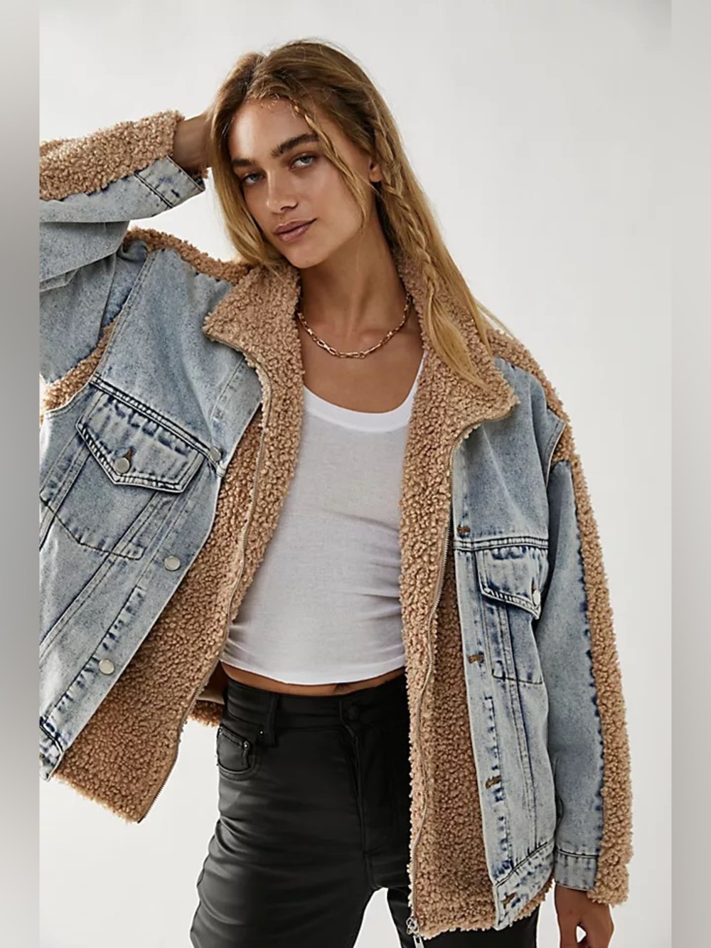 Anthropologie BLANKNYC Fuzzy Wuzzy Sherpa Denim Jacket